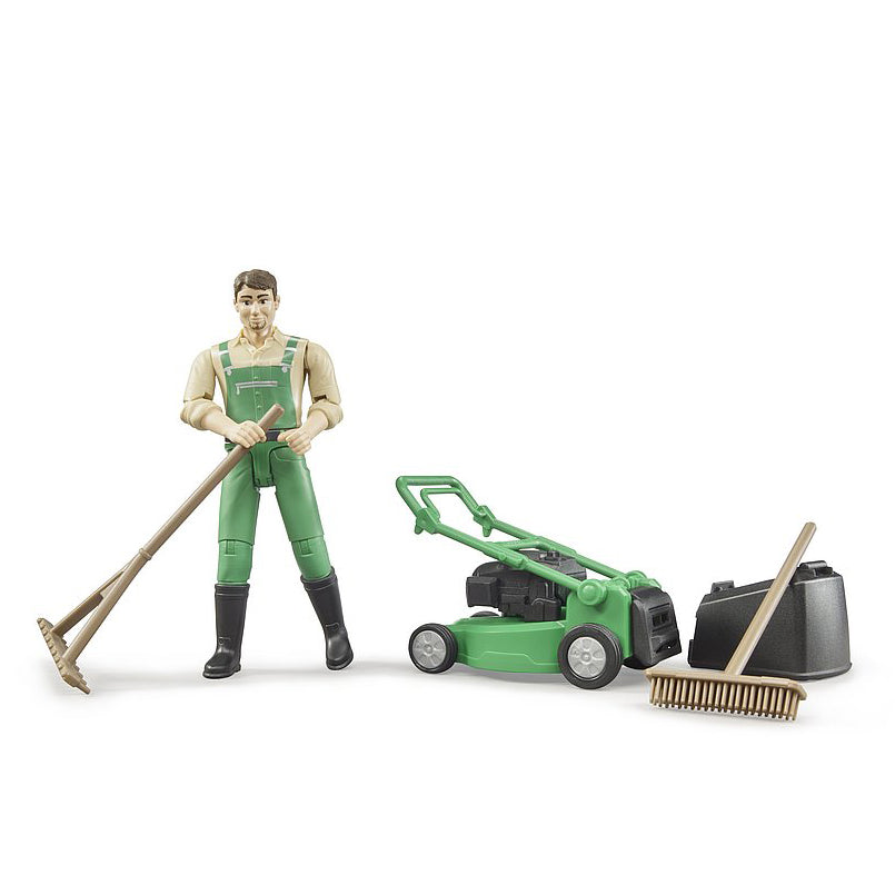 Bruder bworld Gardener with Lawn Mower & Garden Tools