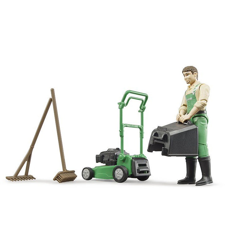Bruder bworld Gardener with Lawn Mower & Garden Tools