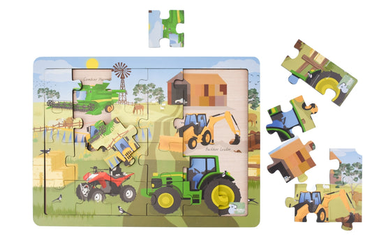 Aussie Farm Vehicles Wooden Jigsaw Puzzle 24pcs