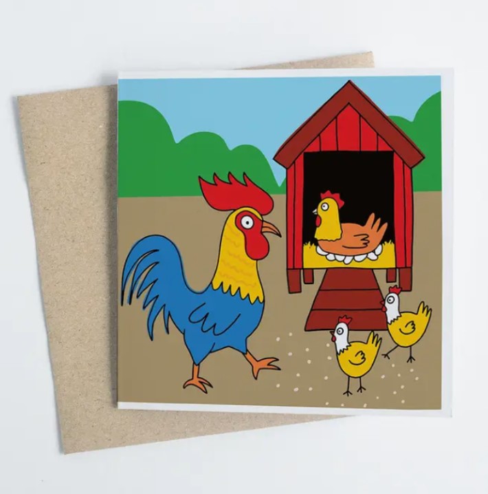 Rooster At Happy Farm - Greeting Card