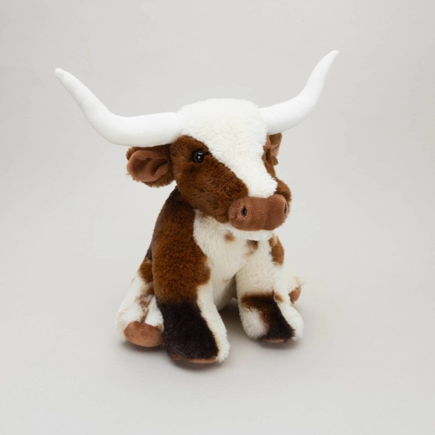 Texas Longhorn Cream Small Brown Cow Soft Toy - 18cm
