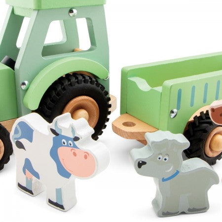 Large Wooden Tractor with Animals