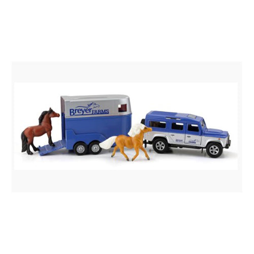 Breyer Stablemates Farms Land Rover & Tag-A-Long Trailer
