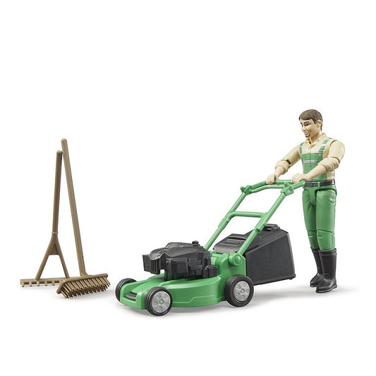 Bruder bworld Gardener with Lawn Mower & Garden Tools