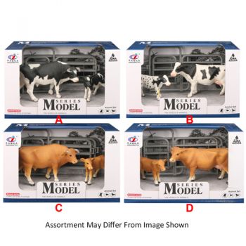 FARM ANIMALS COW WITH CALF WITH ACCESSORIES ASSORTED