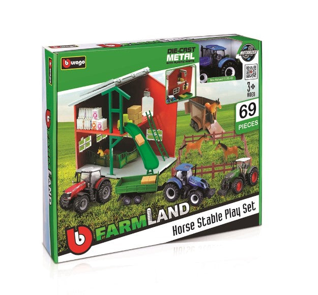 Bburago 10cm Horse Stable Playset with Tractor
