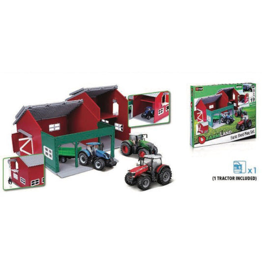 BBURAGO 10cm Farm Shed Playset with Tractor