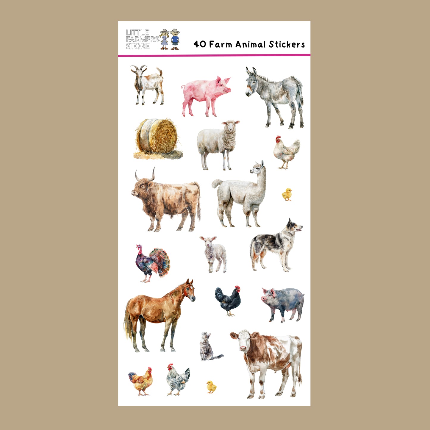 Little Farmers Stickers - 40 Farm Animal Stickers