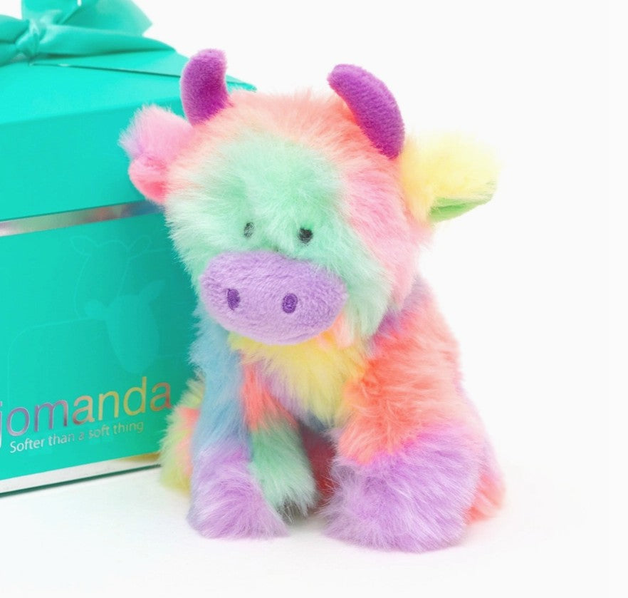 Highland Cow Soft Plush Toy Mini Rainbow - 13cm