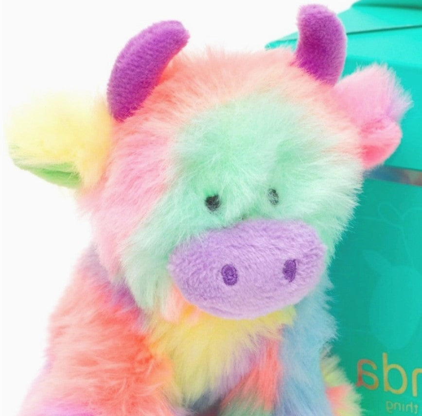 Highland Cow Soft Plush Toy Mini Rainbow - 13cm