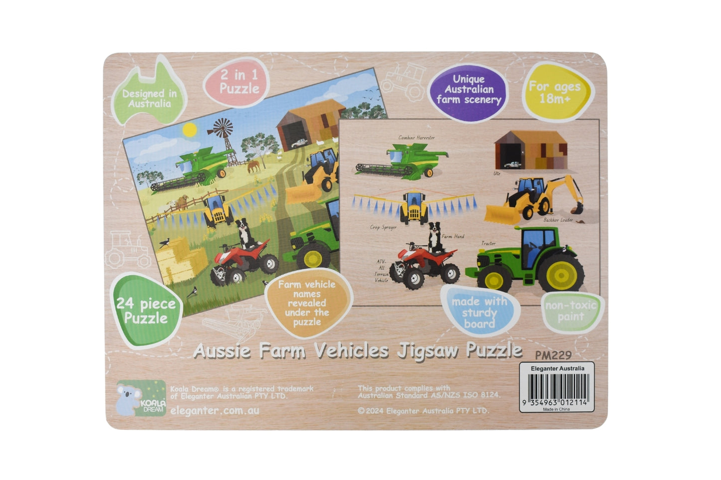 AUSSIE FARM VEHICLES JIGSAW PUZZLE 24PCS