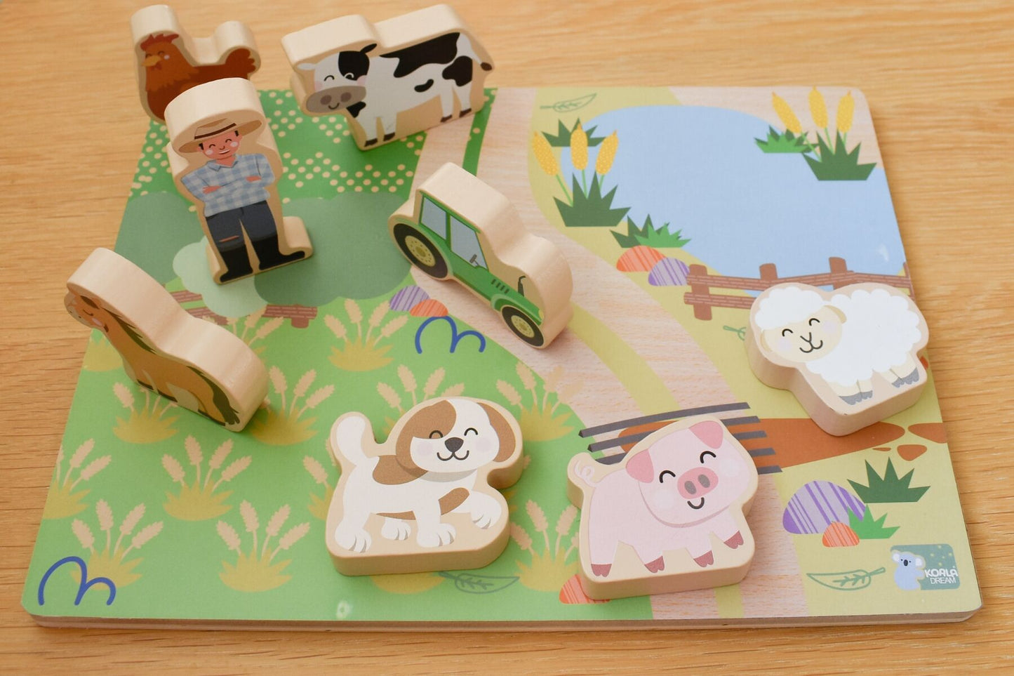 Wooden Chunky Aussie Farm Animal Puzzle