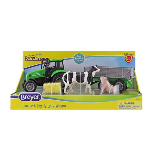 Breyer Farms Tractor & Tag A Long Wagon