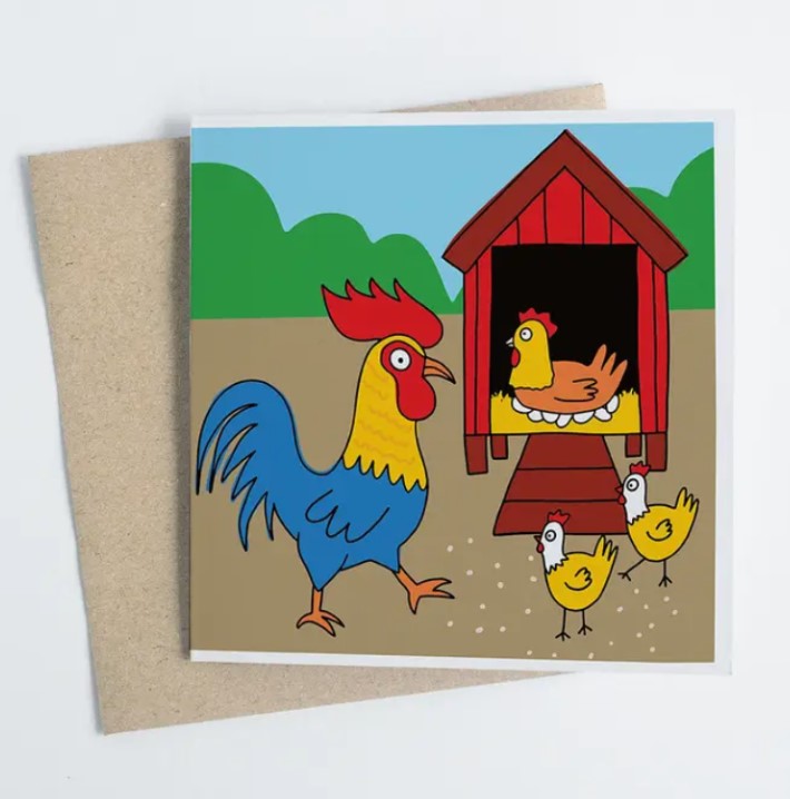 Rooster At Happy Farm - Greeting Card
