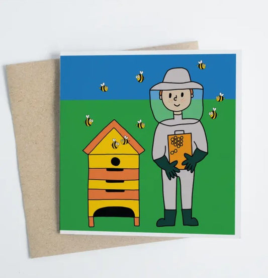 Beekeeper At Happy Farm - Greeting Card