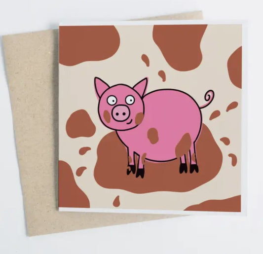 Pig At Happy Farm - Greeting Card