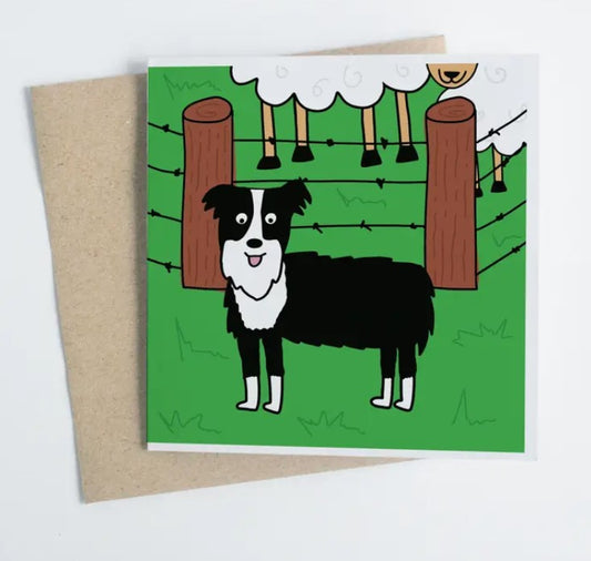 Border Collie At Happy Farm - Greeting Card