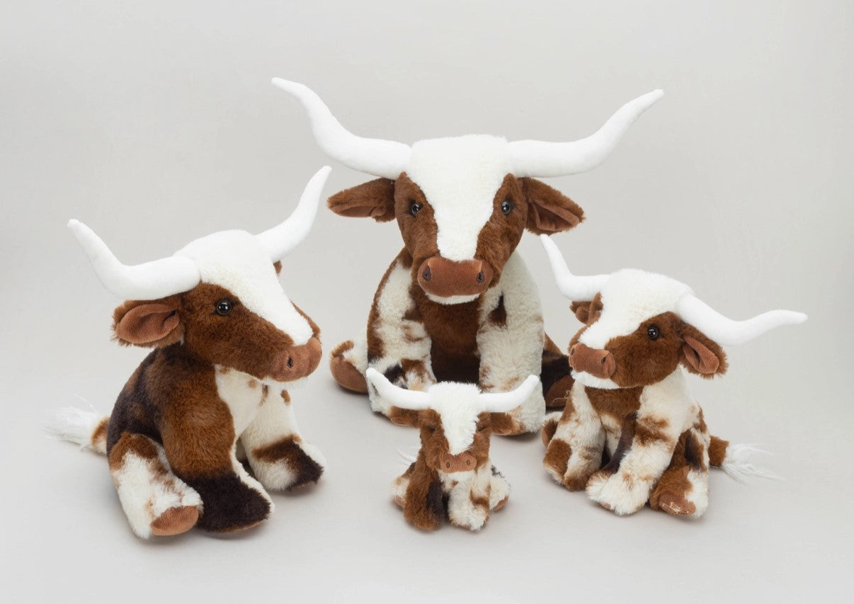 Texas Longhorn Cream Mini Brown Cow Soft Toy - 11cm