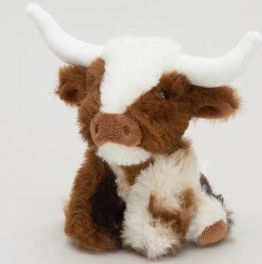 Texas Longhorn Cream Mini Brown Cow Soft Toy - 11cm