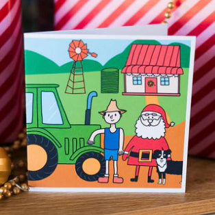 Christmas Farmer At Happy Farm - Greeting Card