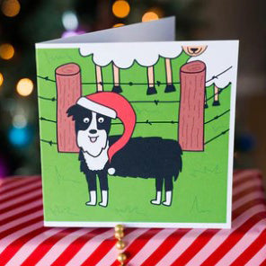 Christmas Border Collie At Happy Farm - Greeting Card