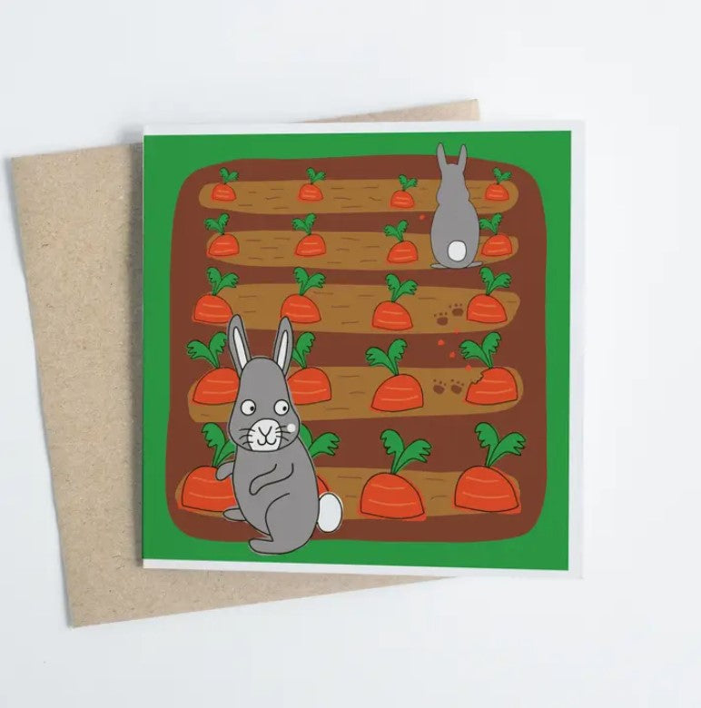 Cheeky Rabbit At Happy Farm - Greeting Card